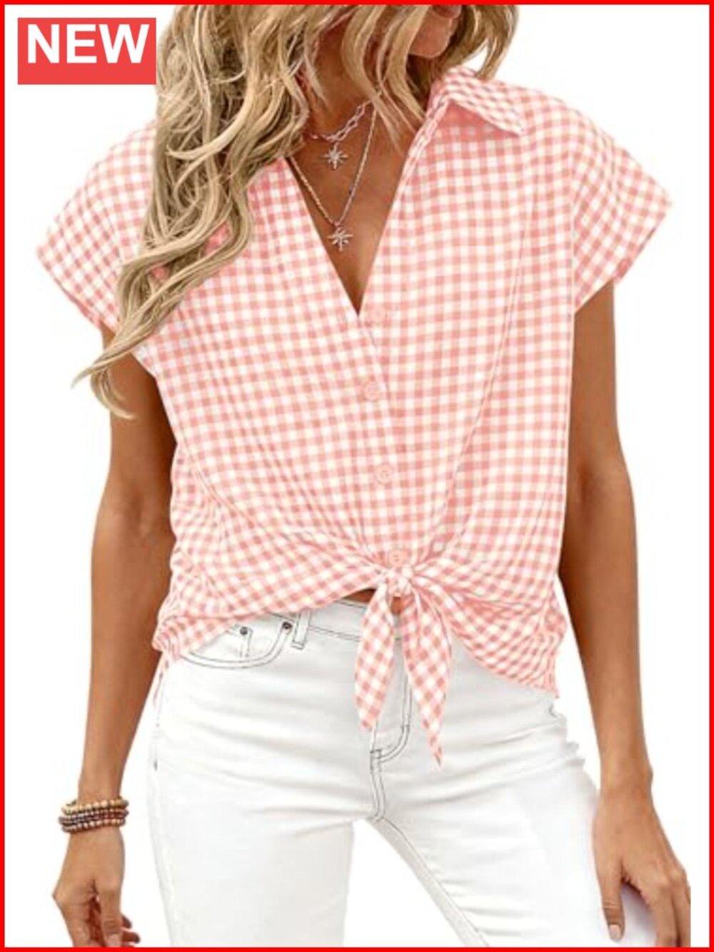 Plaid Button Down Short Sleeve Blouse Work Casual Top Women